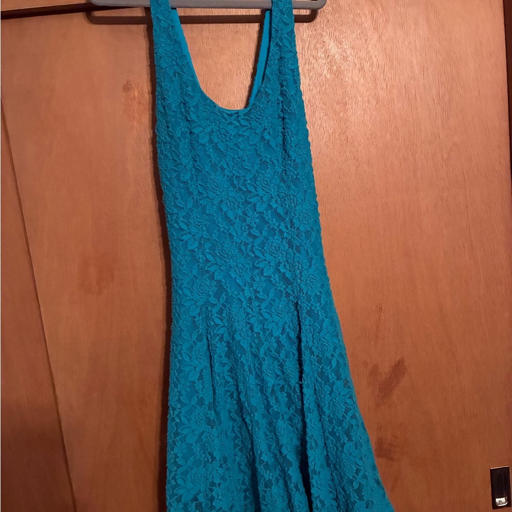 love, Fire Teal Lace Backless Dress Junior medium